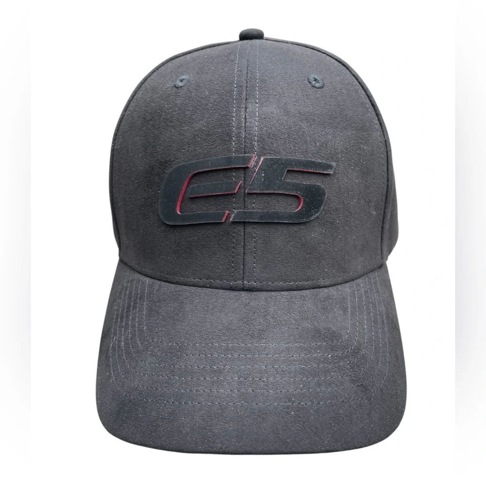 E5 Wheels Suede-Feel Adjustable Unisex Black with Red Billed Cap